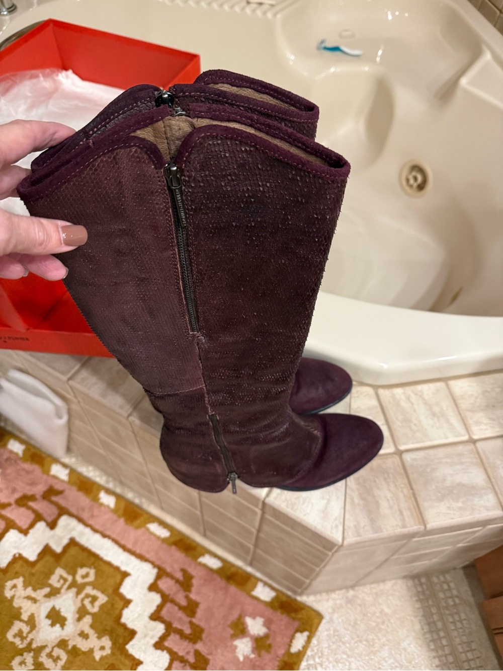 Donald J. Pliner Chianti/Burgundy Knee-High Leather Boots - Picture 2 of 13